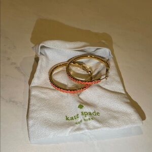 Kate Spade Gold and Coral Hoop Earrings